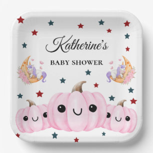 Cute Pumpkin Is On The Way   Halloween Baby Shower Paper Plate