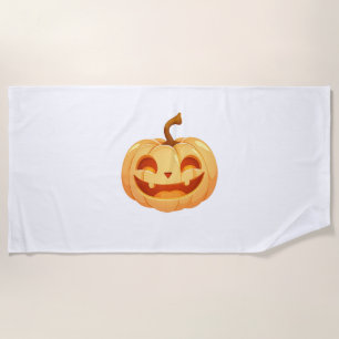 Cute Pumpkin Jack O Lantern Turtle Sea Halloween C Beach Towel