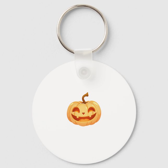 Cute Pumpkin Jack O Lantern Turtle Sea Halloween C Keychain (Front)