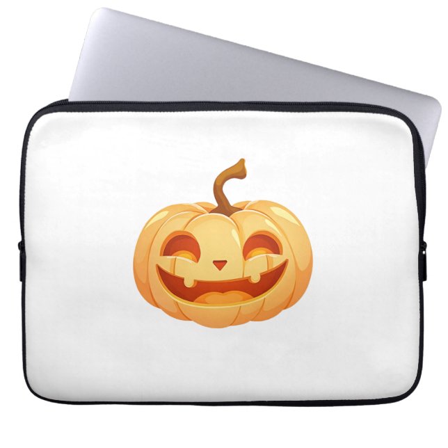 Cute Pumpkin Jack O Lantern Turtle Sea Halloween C Laptop Sleeve (Front)