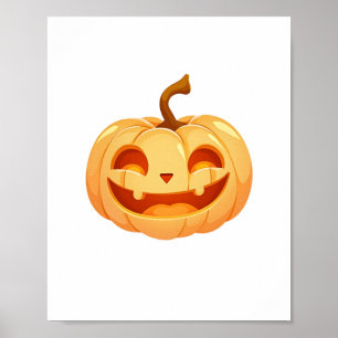Cute Pumpkin Jack O Lantern Turtle Sea Halloween C Poster