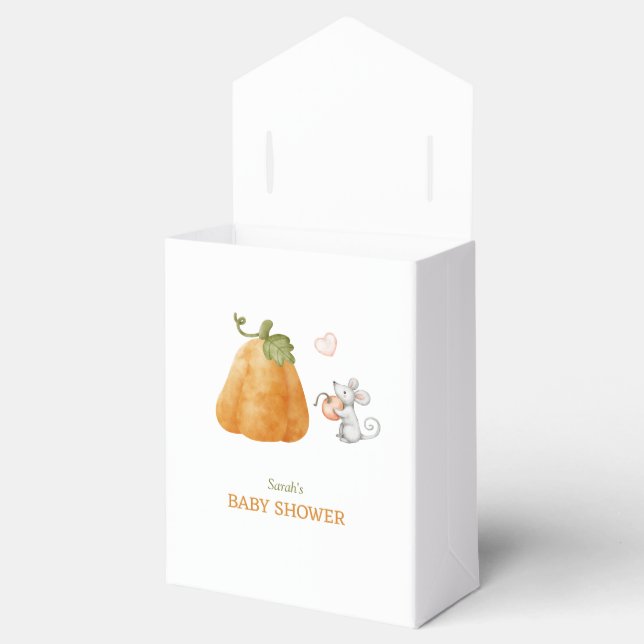 Cute Pumpkin Mouse Fall Baby Shower Favor Box (Opened)