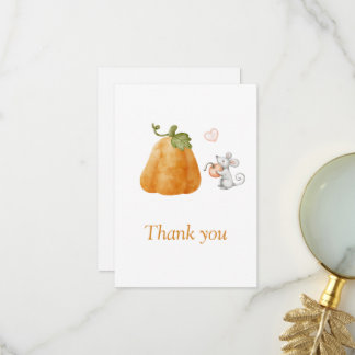 Cute Pumpkin Mouse Fall Baby Shower Thank You Card