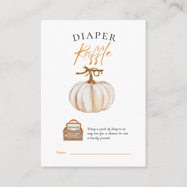 Cute Pumpkin Neutral Diaper Raffle Enclosure Card (Front)