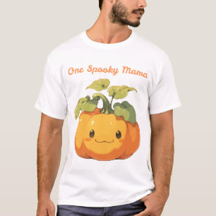 Cute Pumpkin One Spooky Mama Halloween Design T-Shirt