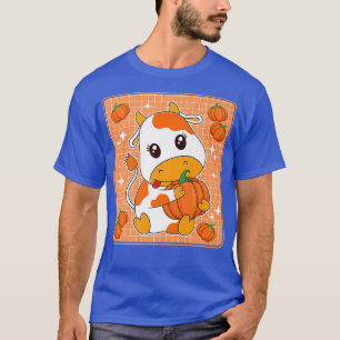 Cute Pumpkin Orange Milk Cow Print Kawaii Aestheti T-Shirt