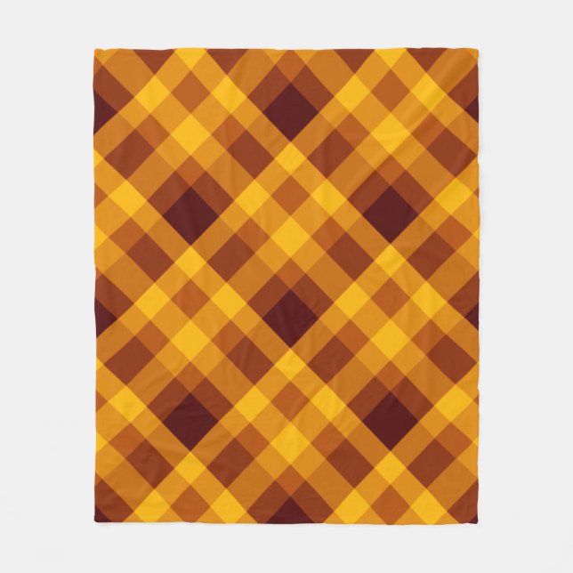 Cute Pumpkin Orange Plaid Medium Fleece Blanket (Front)
