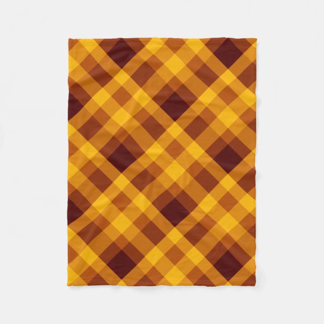 Cute Pumpkin Orange Plaid Small Fleece Blanket (Front)