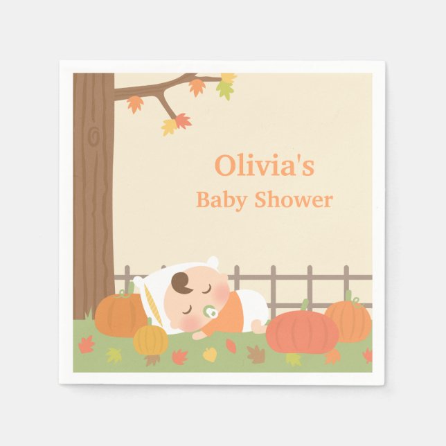 Cute Pumpkin Patch Baby Shower Napkins (Front)