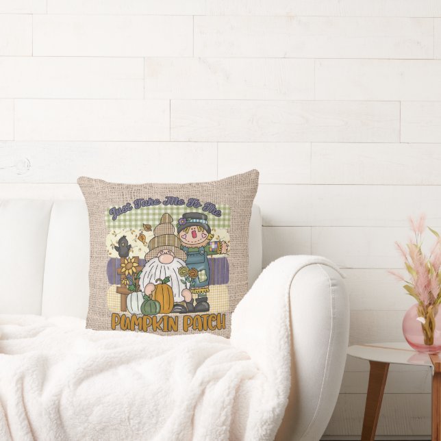 cute pumpkin patch Fall Seasonal Throw Pillow (Couch)