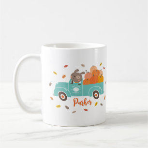 Cute Pumpkin Patch Truck with Dog Coffee Mug