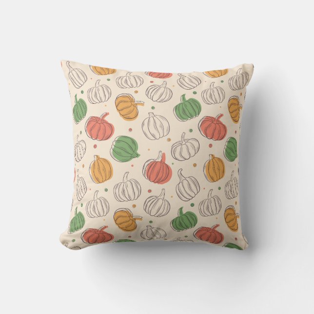 Cute pumpkin pattern fall throw pillow (Front)
