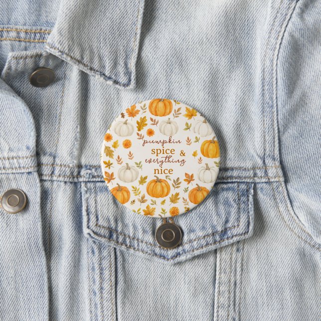 Cute Pumpkin Pattern | Thanksgiving  3 Inch Round Button (In Situ)
