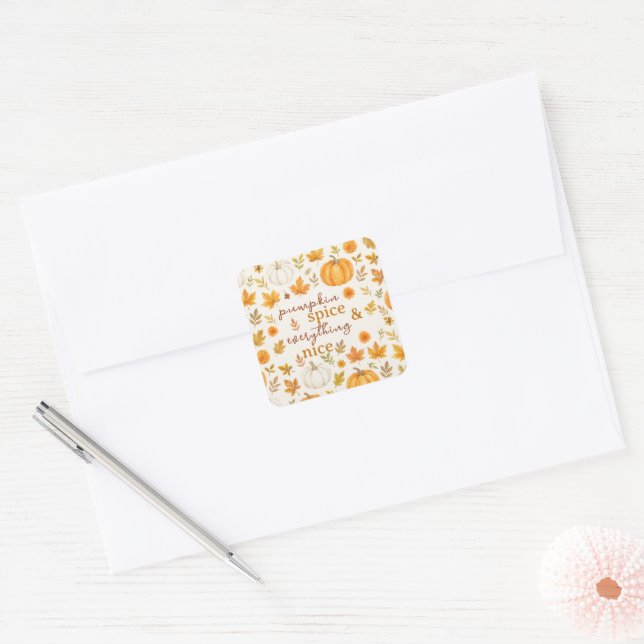 Cute Pumpkin Pattern | Thanksgiving  Square Sticker (Envelope)