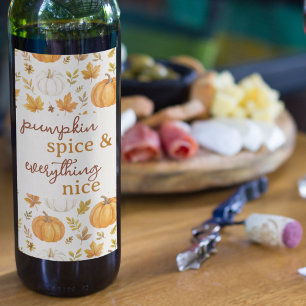 Cute Pumpkin Pattern Thanksgiving Wine Label