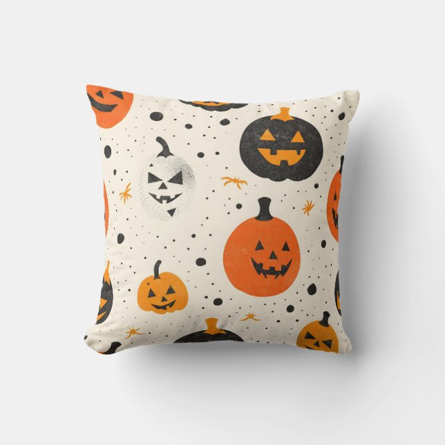 Cute Pumpkin Pattern Throw Pillow (Front)