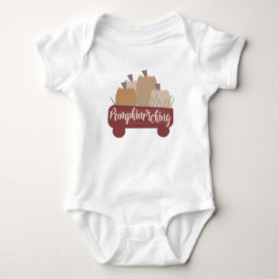 Cute Pumpkin Picking Cute Wagon Fall Baby Bodysuit