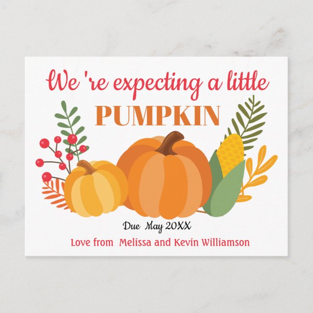 Cute Pumpkin Pregnancy Announcement (Front)
