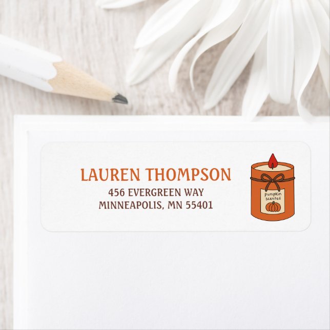 Cute Pumpkin Spice Candle Fall Return Address (Insitu)