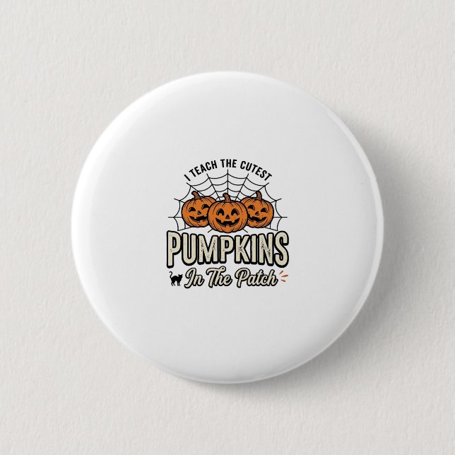 Cute Pumpkin Teacher Halloween Design_1 2 Inch Round Button (Front)