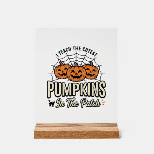 Cute Pumpkin Teacher Halloween Design_1 Acrylic Sign