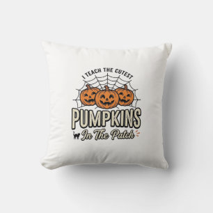 Cute Pumpkin Teacher Halloween Design_1 Throw Pillow