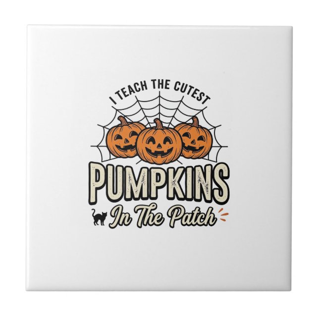 Cute Pumpkin Teacher Halloween Design_1 Tile (Front)