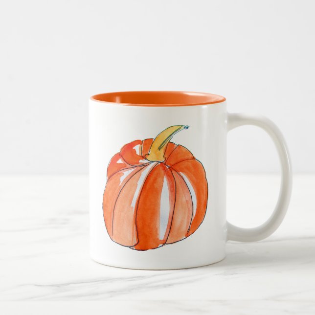 Cute Pumpkin vegetable Autumn fall Two-Tone Coffee Mug (Right)