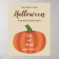 Cute Pumpkin Welcome to Halloween Carving Party