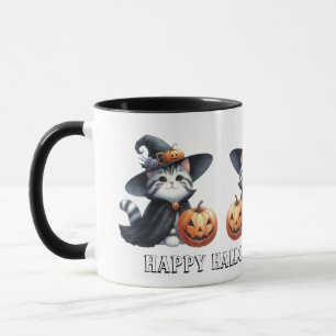 Cute Pumpkin Witch Cat Halloween Mug