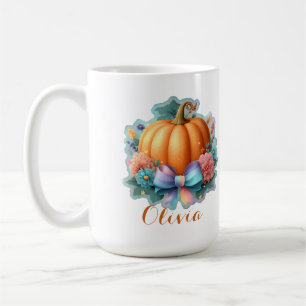 Cute Pumpkin with Flowers Personalized T-Shirt Coffee Mug