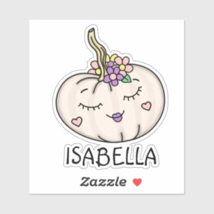 Cute Pumpkin with Name Personalized Sticker