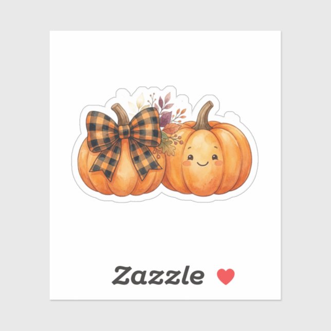 Cute Pumpkin With Plaid Bow Retro Fall Halloween  (Sheet)