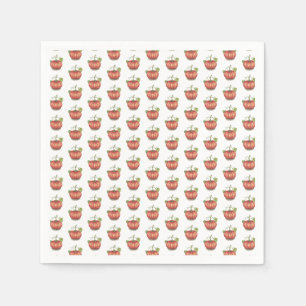 Cute Pumpkin With Vines In Watercolor Napkin