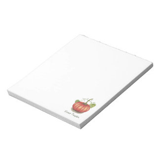 Cute Pumpkin With Vines In Watercolor Notepad