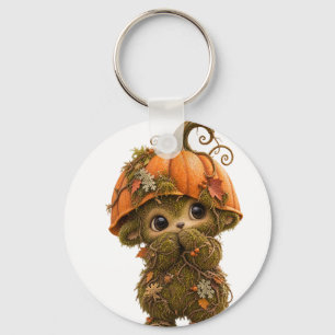 Cute Pumpkin Woodland Creature Autumn Halloween Ke Keychain