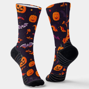 Cute Pumpkins And Bats Socks