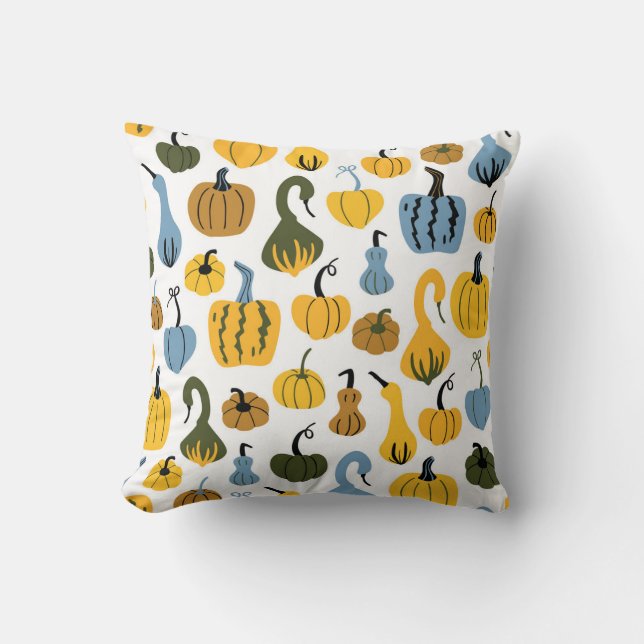 Cute Pumpkins Cartoon Hand Drawn Throw Pillow (Front)