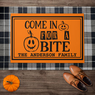 Cute Pumpkins & "Come In for a Bite" Halloween Doormat