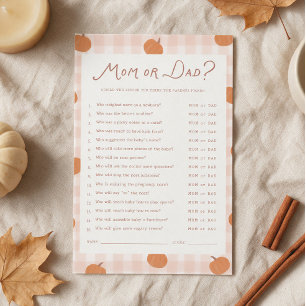 Cute Pumpkins Mom or Dad Baby Shower Game 5.5x8.5