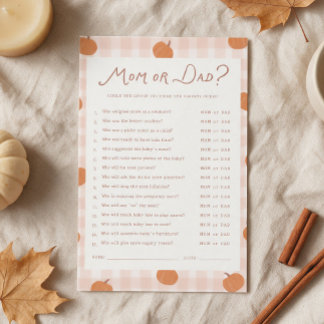 Cute Pumpkins Mom or Dad Baby Shower Game 5.5x8.5