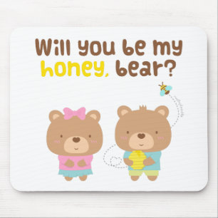 Cute Pun Love Confession Be My Honey Bear Mouse Pad