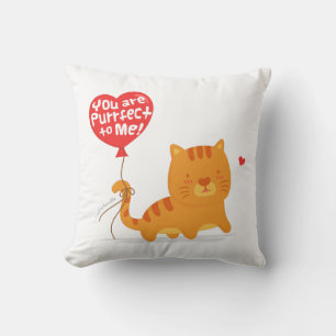 Cute Pun Love Humour Kitty Cat Cartoon Throw Pillow