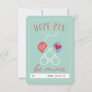 Cute pun Safety pin Be Mine Classroom Valentine Invitation