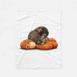 Cute Punch Baby Monkey Punch Trend Meme Graphic Fleece Blanket