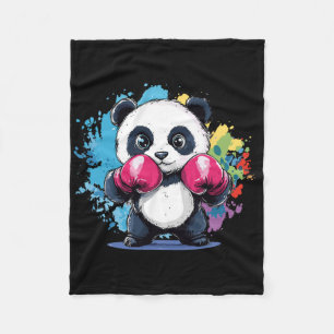 Cute Punch Panda Gloves Colourful Splash  Fleece Blanket