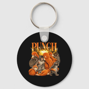 Cute Punch The Monkey Cuddling Stuffed Animal Keychain