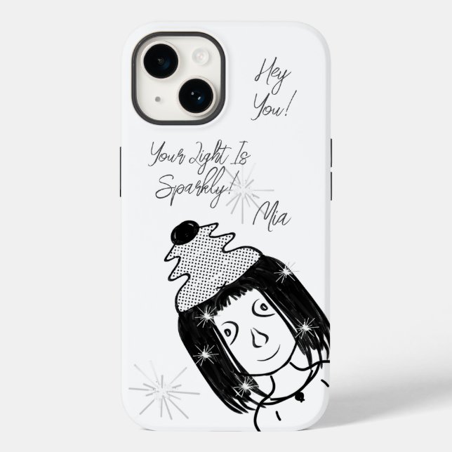 Cute Punk Cartoon Girl Sparkly Light Teen Kids Case-Mate iPhone Case (Back)