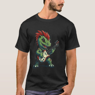 Cute Punk Dinosaur Guitar Band Funny T Rex Dinosau T-Shirt