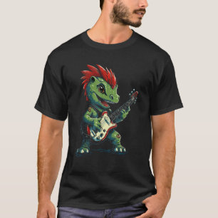Cute Punk Dinosaur Guitar Band Funny T Rex Dinosau T-Shirt